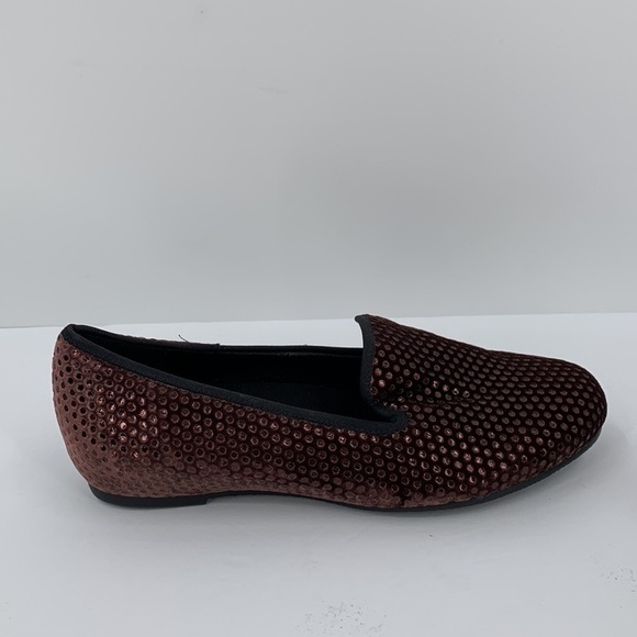 Munro Jerri smoking flat loafer shoe brown velvet metallic dots comfort 8.5 WIDE - Picture 1 of 7